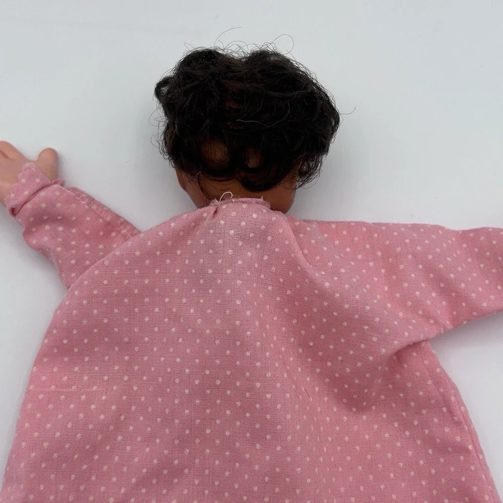 Vintage African American Baby Doll Puppet Pink Dress Handmade Vintage‎